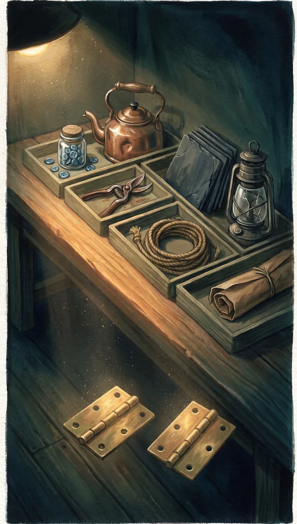 Pencil stage of the workbench painting.